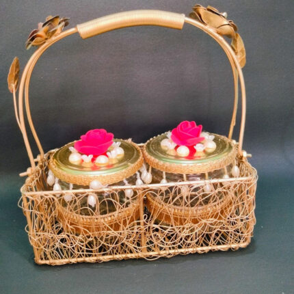 Metal Dry Fruits / Choclates Basket 2 Jar